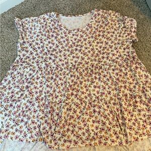 Chic Soul Cream Tunic with Pink Floral Print